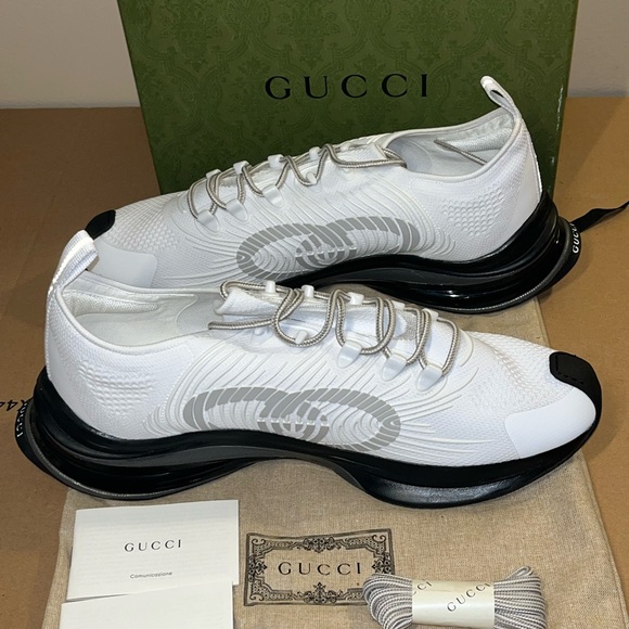 Authentic GUCCI SNEAKERS MENS RUN TRAINERS TECH FABRIC LOGO sz 11.5G / 12 US - Picture 3 of 15